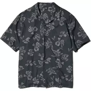 Рубашка мужская черная Uniqlo, черный