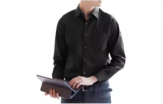 Рубашка мужская черная Uniqlo, черный
