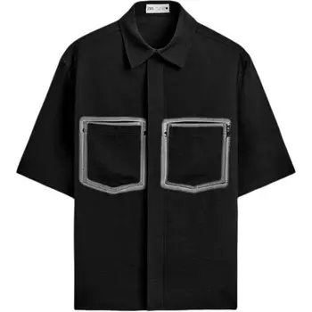 Рубашка мужская черная Zara, черный