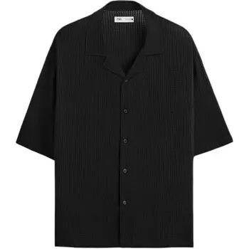 Рубашка мужская черная Zara, черный
