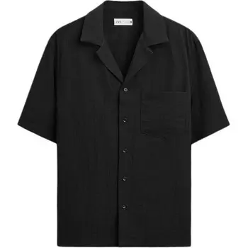 Рубашка мужская черная Zara, черный