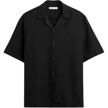 Рубашка мужская черная Zara, черный