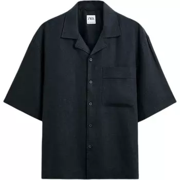 Рубашка мужская черная Zara, черный