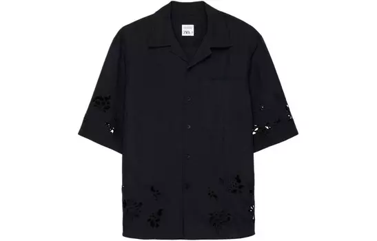 Рубашка мужская черная Zara, черный