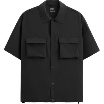 Рубашка мужская черная Zara, черный