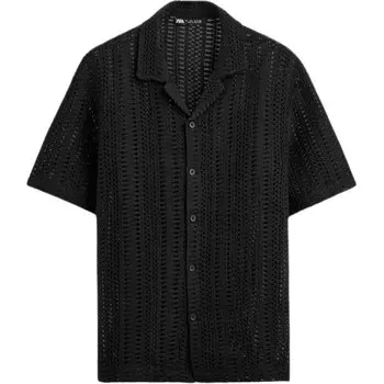 Рубашка мужская черная Zara, черный