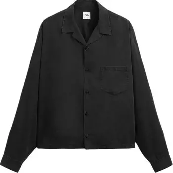 Рубашка мужская черная Zara, черный