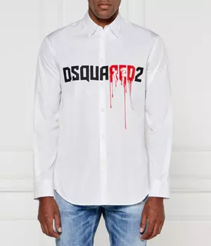 Рубашка мужская Dsquared2 хлопковая с принтом, белый