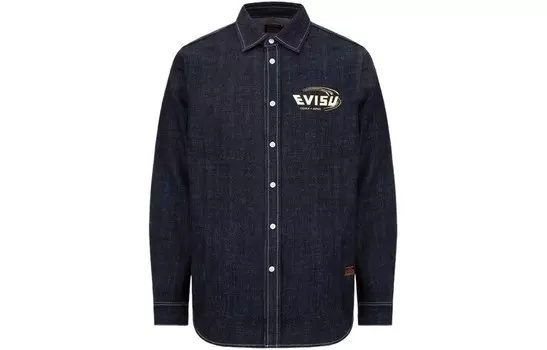 Рубашка мужская джинсовая синяя Evisu, синий
