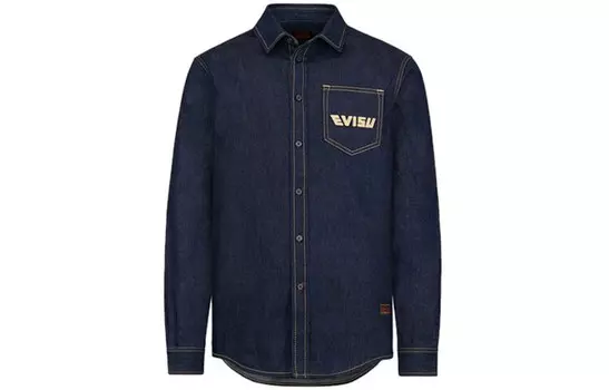 Рубашка мужская джинсовая синяя Evisu, синий
