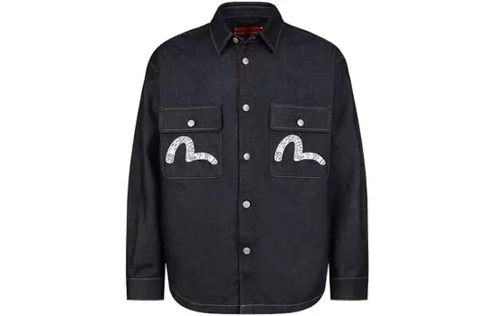 Рубашка мужская джинсовая синяя Evisu, синий