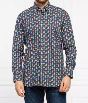Рубашка мужская Emanuel Berg с разноцветным принтом, синий