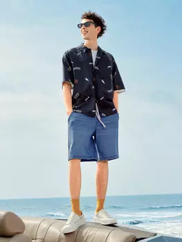 Рубашка мужская Gap с морским принтом, темно-синий
