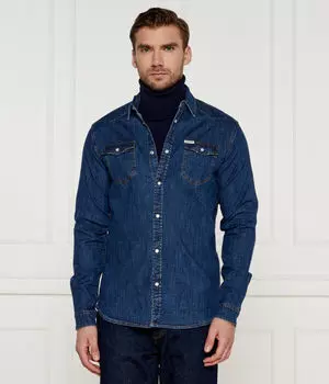 Рубашка мужская Guess Jeans джинсовая с карманами, синий