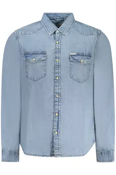 Рубашка мужская Guess Jeans джинсовая с нагрудными карманами, голубой