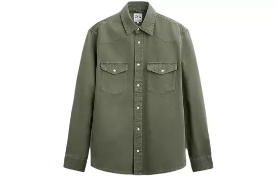 Рубашка мужская хаки Zara, хаки