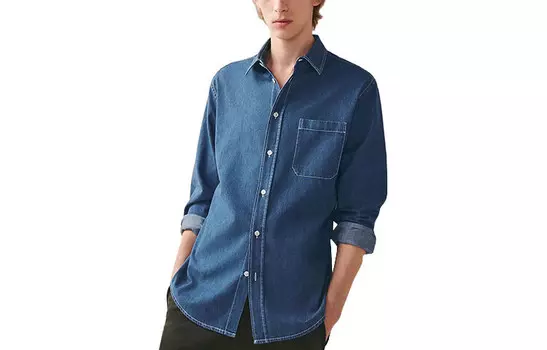 Рубашка мужская Hermes джинсовая, синий