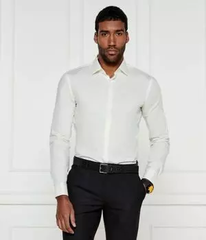 Рубашка мужская Hugo облегающего кроя хлопковая, экрю