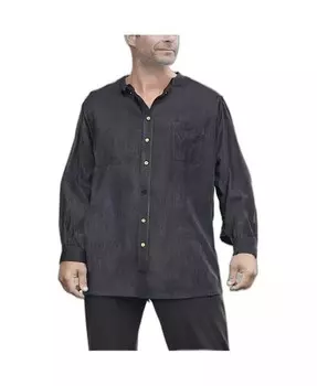 Рубашка мужская из марли с воротником-стойкой для больших и высоких KingSize, черный