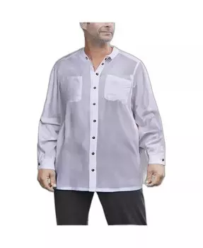 Рубашка мужская из марли с воротником-стойкой для больших и высоких KingSize, белый
