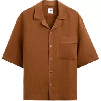Рубашка мужская кирпично-красная Zara, красный