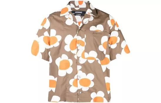 Рубашка мужская коричневая/принтованная Jacquemus, коричневый
