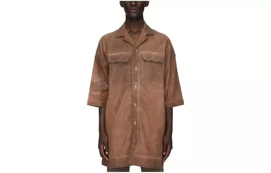 Рубашка мужская коричневая Rick Owens Drkshdw, коричневый