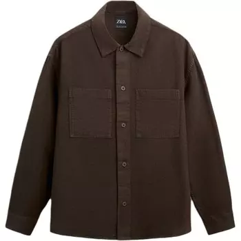 Рубашка мужская коричневая Zara, коричневый