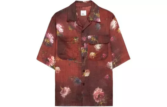 Рубашка мужская красная Zara, красный