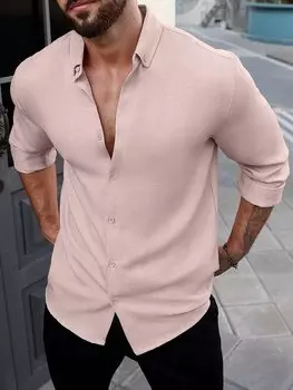 Рубашка мужская Manfinity Homme с длинным рукавом, розовый