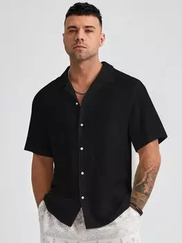 Рубашка мужская Manfinity Homme с коротким рукавом, черный