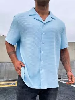 Рубашка мужская Manfinity Hypemode с коротким рукавом, синий