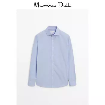 Рубашка мужская Massimo Dutti с лацканами, голубой
