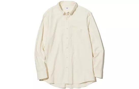 Рубашка мужская молочно-белая Uniqlo, слоновая кость