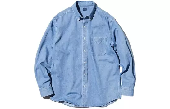 Рубашка мужская небесно-голубая Uniqlo, голубой