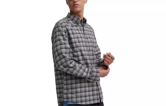 Рубашка мужская Небесно-серая-05 Uniqlo, серый