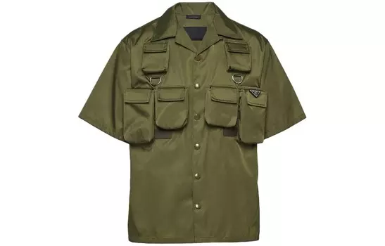 Рубашка мужская оливковая Prada, оливково-зеленый