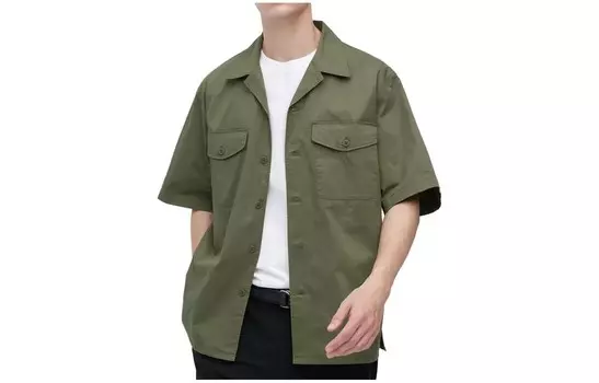 Рубашка мужская оливковая Uniqlo, оливковый