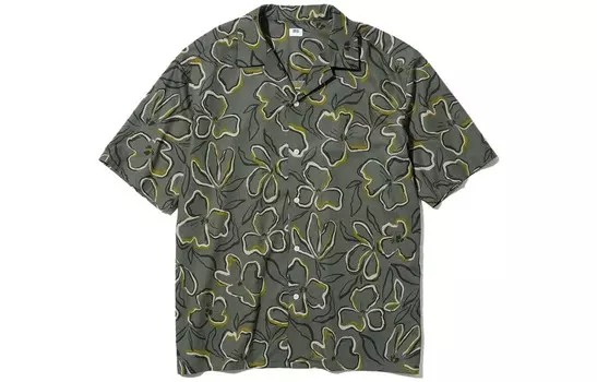 Рубашка мужская оливковая Uniqlo, оливковый