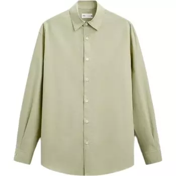 Рубашка мужская оливково-зеленая Zara, оливково-зеленый