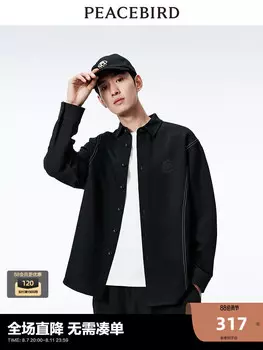 Рубашка мужская Peacebird на пуговицах, черный / белый