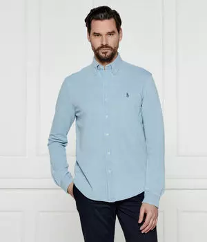 Рубашка мужская Polo Ralph Lauren хлопковая однотонная, голубой