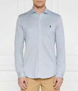 Рубашка мужская Polo Ralph Lauren хлопковая с логотипом бренда, голубой