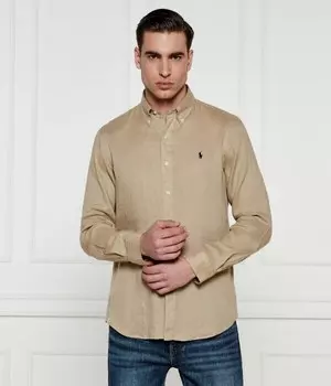 Рубашка мужская Polo Ralph Lauren классическая льняная, бежевый