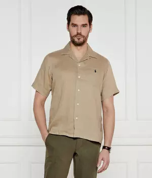 Рубашка мужская Polo Ralph Lauren льняная с коротким рукавом, бежевый