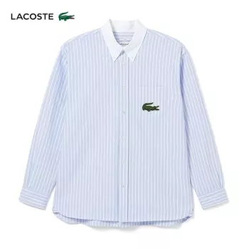 Рубашка мужская полосатая Lacoste с длинными рукавами, небесно-голубой