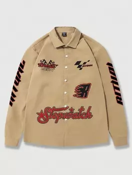 Рубашка мужская Romwe Street Life с длинным рукавом, хаки