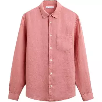 Рубашка мужская розовая Zara, розовый