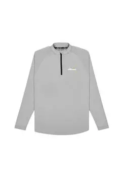 Рубашка мужская с длинными рукавами BOVARO - фитнес, спортивная, воротник стойка, молния, логотип Ellesse, серый