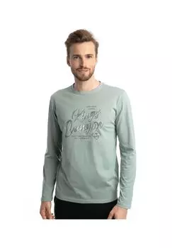 Рубашка мужская с длинными рукавами Canyon и круглым вырезом, принт «Каньон», 100% хлопок ROADSIGN australia, светло-синий